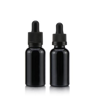 China 5ml 10ml 15ml 30ml 60ml 100ml Cosmetic Popular Black Purple Serum Dropper Essential Oil Glass Bottle for sale