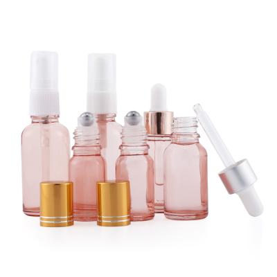 China Personal Care 5ml 10ml 15ml 20ml 30ml 50ml Personal Care Essential Oil Bottle Rose Dropper Bottle Empty For Cosmetic Serum for sale