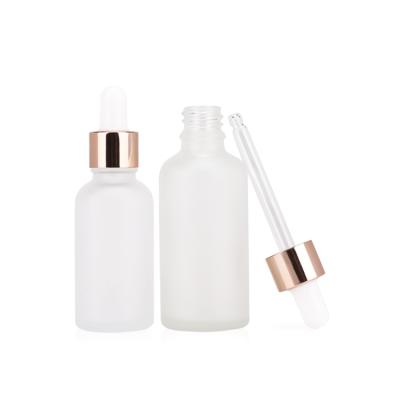 China Wholesale Personal Care Bottle 50ml Glass White Frosted Glass Bottle For Serum Skin Care Product for sale