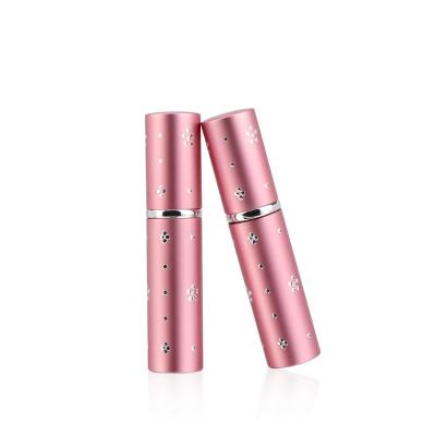 China Personal Care Around 5ml 10ml Mini Perfume Bottle Pink Aluminum Refillable Travel Perfume Spray Bottle With Diamonds for sale