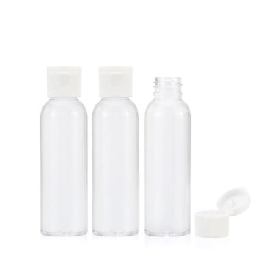 China Clear Round 60ml 100ml 150ml BEAUTY PACKAGING Lotion Squeeze Clear PET Plastic Plastic Flip Top Cap Bottle With Screw for sale