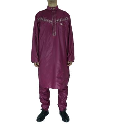 China Two Piece African Muslim Clothing Embroidered Abaya Muslim Men's Long Robe for sale