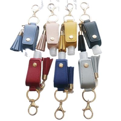 China Leather Case AntibacterialHand Key Chain Tassel Case 30ML Hand Chain Pendant Without Leather Leather Sanitizer for sale