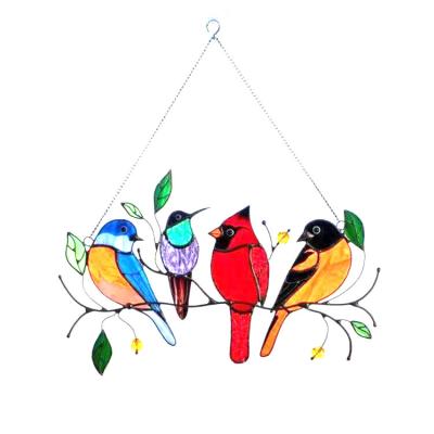 China Color Painting Station Bird Painting Window Decoration Independent Border Bird Pendant New for sale