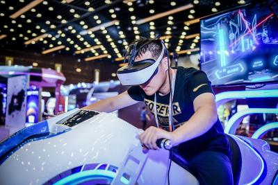 China Theme Park 9D Virtual Reality Simulator / Leke Immersive VR Motor Bike Driving Games for sale