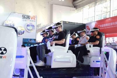 China 6 Players 9D VR Simulator For Theme Park / White & Blue Virtual Reality Cinema for sale