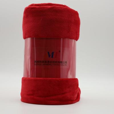 China Soft JMH Custom Design Red 300GMS  Soild Flannel Winter 5kg 1 Ply Queen Size Plain Heavy Blanket for sale