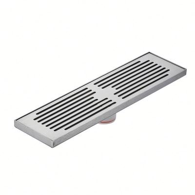 China Durable 16 Inch Gray Linear Pipe With Detachable Hidden Rectangular Tile Insert Grill Cover SUS 304 Stainless Steel Floor Shower Drain for sale