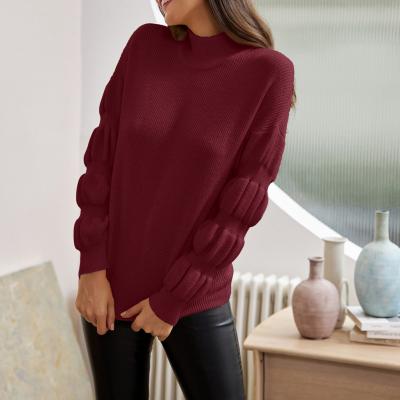 China OEM Breathable Crone Sleeve Sweater Loose Fit Wholesale Solid Color Neck Sweater Women Long Sleeve Knitwear Top for sale