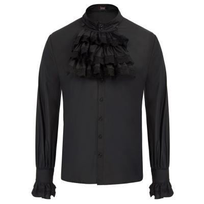 China SL000065 Viable Men's Gothic Steampunk Long Sleeve Stand Collar Jabot Decorated Shirts Tops for sale