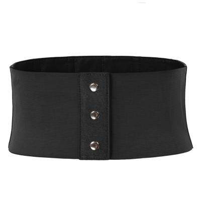 China SLE02141 Polyurethane Leather+Elastic Band+Alloy Women Wide Waistband Elastic Stretch Buckle Ties 12cm Waist Belt for sale