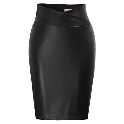 China Grace Karin Wrap Waist Back Breathable Split Hip-wrapped Faux Leather Pencil Women Tight Skirt for sale