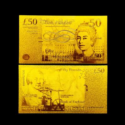 China £50 golpea el billete de banco plateado de la hoja de oro para los artes del arte de la colección del valor en venta