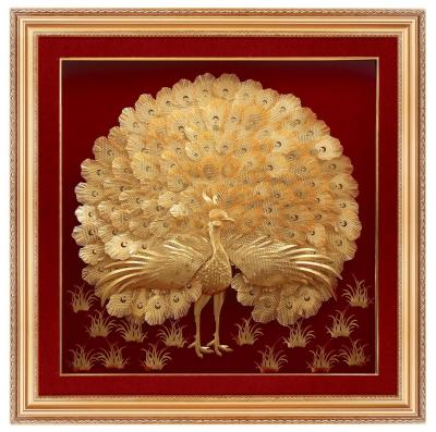 China La hoja de oro roja de la decoración del negocio casero hace el pavo real a mano los 63cm * los 63cm en venta