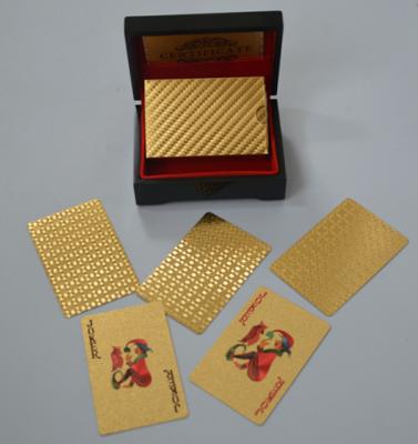 China 0.3mm 24k gold playing cards poker plated mahogany box certificate of authenticity for sale