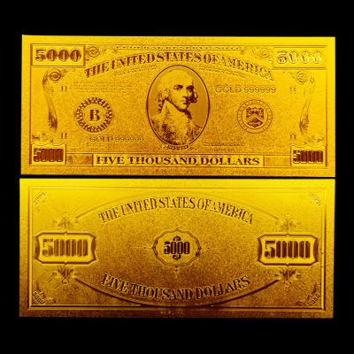 China Golddollarscheinbanknoten Customed USA $5000 Dollar überzogen reines 24k zu verkaufen