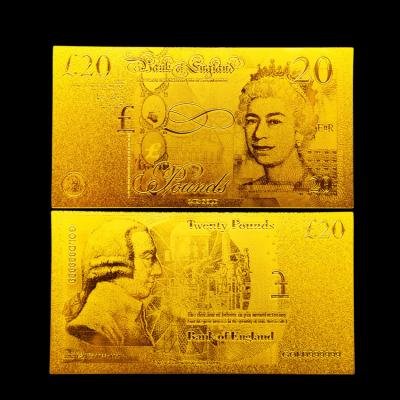 China Gold überzog Geschenk Großbritanniens 20 Pfund 9999 Gold24k Folien-Banknoten-Münzen-für Geschenk zu verkaufen