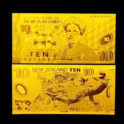 China 10 Dollars Gold Plated Banknotes New Zealand 24k Pure Gold Plated for sale