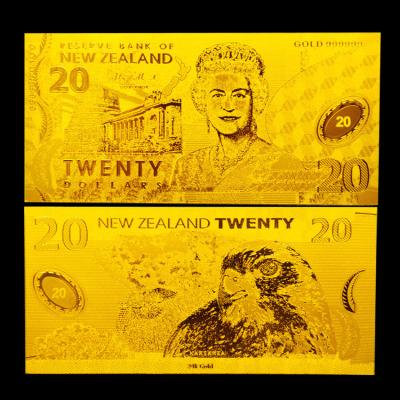 China Crafts Gold Plated Banknotes Pure Gold Foil Plated New Zealand 20 Dollars for sale