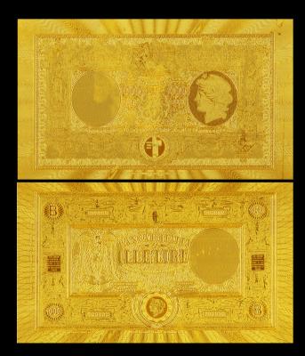 China Billete de banco de imitación antiguo de la hoja de oro de Italia del arte 1000 liras de 24K de hoja de oro plateada en venta