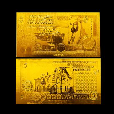 China JORDAN 5 Dinars 24k Gold Plated Banknotes With Pure 99.9% Find Gold for sale