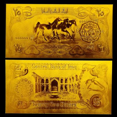 China Gold gravierte Handwerk den Irak 25 Dinare Goldfolien-Banknoten-im Gold 24K für Geschäfts-Geschenk zu verkaufen