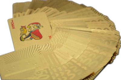 China Gold Printing Gold Playing Cards Small Advertising Games For Fun 0.3mm Thickness for sale