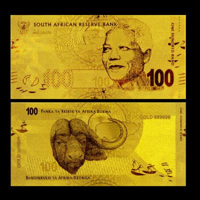 China 100 Rand South African Gold Foil Banknote Plated In 24K Fine Gold Leaf For Collection for sale