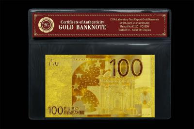 China Collectiable Euro 100 Gold Foil Banknote With Xertificate of Authenticity for sale