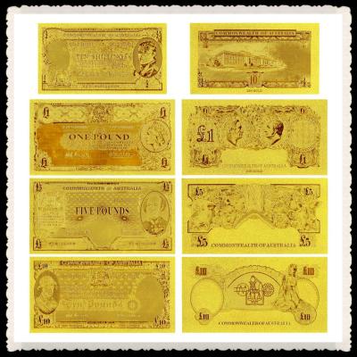 Chine Vieux billet de banque d'or d'AUD de l'Australie dans la feuille d'or 24k avec le double logo à vendre