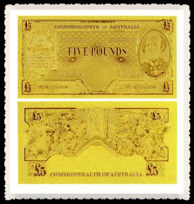 China AUD-Gold des ganzen Satzes gravieren Banknote, Papiergeld des ausländischen Banknotens Gold zu verkaufen