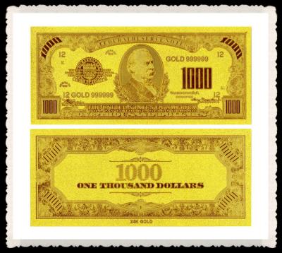 China Folienbanknote Goldes 24kt Amerikas $1000 für Sammlungsgeschenk, Golddevisen zu verkaufen