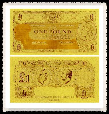 China Australien-Goldbanknote eine altes reines Blatt AUD Gold24k überzogen für Sammlungs-Geschenke zu verkaufen