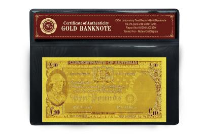 China billete de banco del oro 24k con la RIQUEZA de 10 CAMPOS COMUNES DE AUSTRALIA en venta