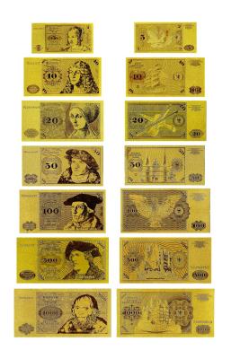 China Neues Gold Deutschlands 24k überzog Banknote 5, 10, 20, 50, 100, 500, Kennzeichen 1000 zu verkaufen