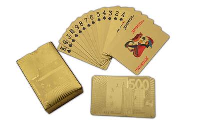 China OEM 500 euro 24K Gold Playing Cards durable plastic in inner layer for sale