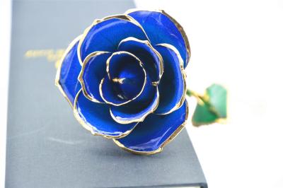 China Dunkelblaues 24k Gold Rose 30*6cm, wirkliches Gold 24K tauchte Rosen-Valentinstag-Geschenke ein zu verkaufen