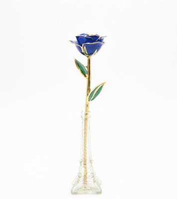 China 30*6cm Handcraft Long Stem Real Rose Dipped in 24k Gold Fine Gift For Girlfriend Wife Lady for sale