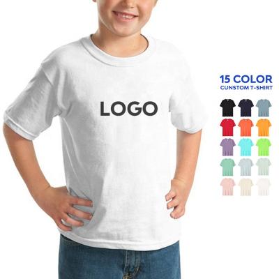 China Anti-Wrinkle Wholesales Custom 100% Cotton Crewneck Short Sleeve Kids T-shirt White Logo Boy Girls T-shirts for sale