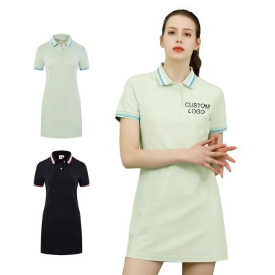 China Anti-Wrinkle Hot Wholesales Short Sleeve White Polo Dress Custom Logo Women Cotton Golf Polo Dress for sale