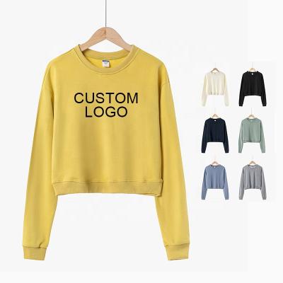 China 100% Cotton Fashion Shorts Sweatshirt Women's Crewneck Sweatshirts Anti-wrinkle Wholesales Logo Pullover Sweatshirt Custom Made for sale