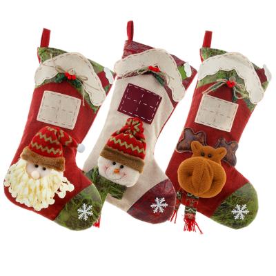 China Feiyou Knitted Kids Christmas Tree Decoration Snowman Santa Socks Candy Gift Hanging Bags Christmas Stockings for sale