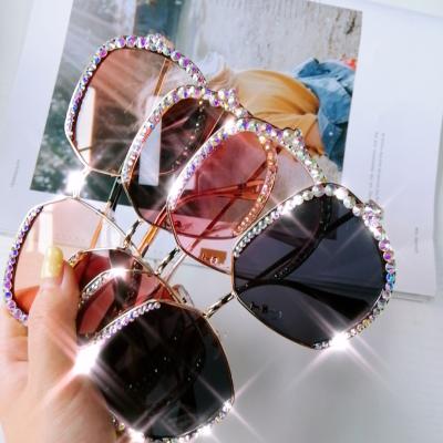 China Fashion Sunglasses Feiyou Wholesale Sellers Vintage Diamond Clear Square Rhinestone Women Luxury Sunglasses Big Frame for sale