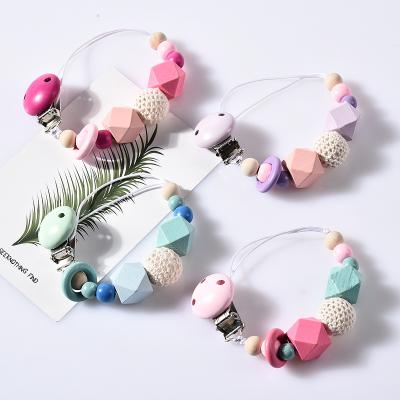 China BPA Free Hot Selling Feiyou Pacifier Clips Custom Wooden Macrame Pacifier Clip Baby Pacifier Clip For Pacifier Baby for sale