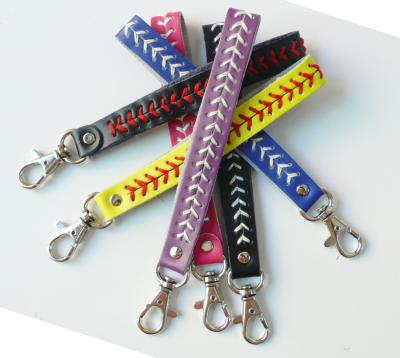 China Feiyou New Hot Sale Baseball And Baseball Eco-Friendly Key Chain Amazon Customize Woven Leather Sport Key Chain With Opp Bag for sale