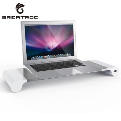 China Aluminum+ABS Large Roc Monitor Laptop Stand With 4 USB Ports Aluminum+ABS Riser Stand For PC Computer for sale