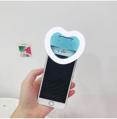 China Mini Portable Heart Ring Light Beauty Makeup Portable Flexible Video Photo Studio LED Cute Heart Shape Ring Light for sale