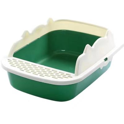 China Cat Clean Up Products Plastic Large Space Semi Closed Open Cat Toilet Box Pet Litter Box Sandbox for sale