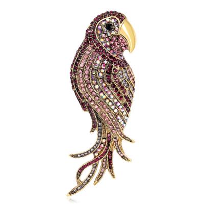 China Temperament Fashionable All-match Brooch Fashion Personality Korean Animal Color Diamond Parrot Brooch for sale