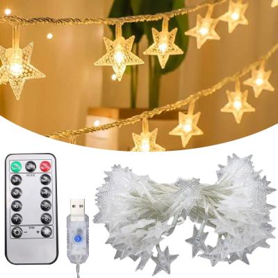 China Solar Fairy String Lights Hot Sale Fairy Star Lights Christmas Led Color String Lights Star Garland Wedding Light Decoration For Window Curtain Indoor for sale